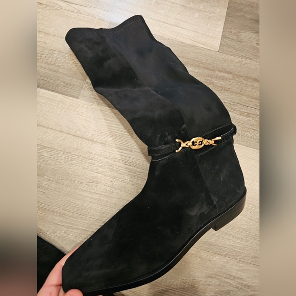 Sam Edelman Black Suede Leather Knee High Boots Size 7 - Picture 13 of 14